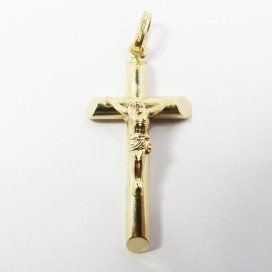 CRUZ ORO AMARILLO CON CRISTO