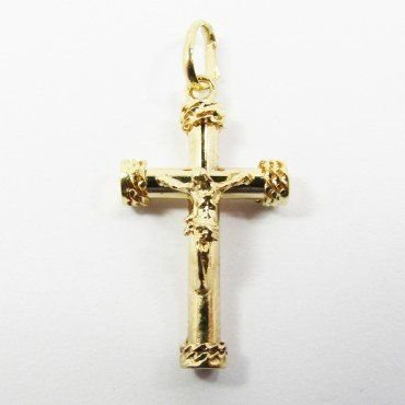 CRUZ ORO AMARILLO CON CRISTO