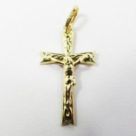 CRUZ ORO AMARILLO CON CRISTO