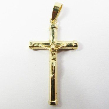 CRUZ ORO AMARILLO CON CRISTO