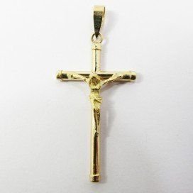 CRUZ ORO AMARILLO CON CRISTO