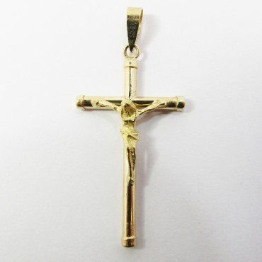 CRUZ ORO AMARILLO CON CRISTO