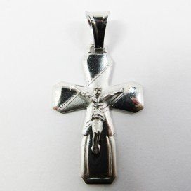 CRUZ ORO BLANCO CON CRISTO