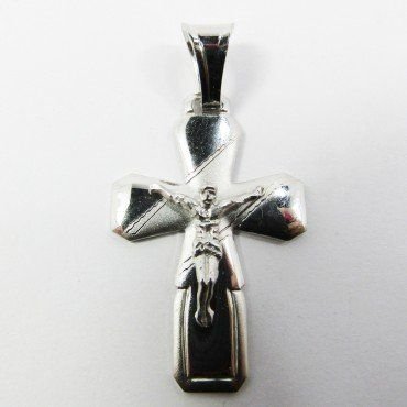CRUZ ORO BLANCO CON CRISTO