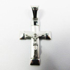 CRUZ ORO BLANCO CON CRISTO