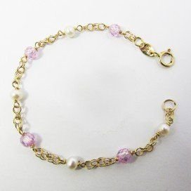 PULSERAS NIÑA ORO AMARILLO BEBE PIEDRA