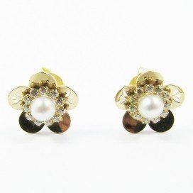 PENDIENTES ORO AMARILLO PIEDRAS PERLAS