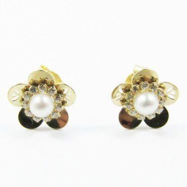 PENDIENTES ORO AMARILLO PIEDRAS PERLAS