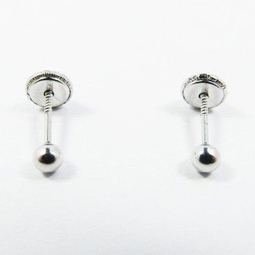 PENDIENTES NIÑA ORO BLANCO BOLA