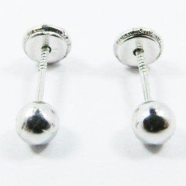 PENDIENTES NIÑA ORO BLANCO BOLA