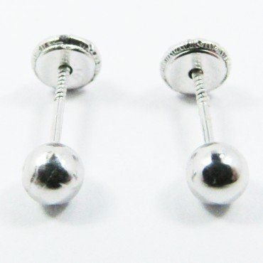 PENDIENTES NIÑA ORO BLANCO BOLA