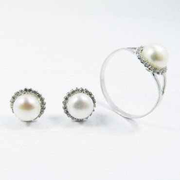 PENDIENTES ORO BLANCO PIEDRAS PERLAS