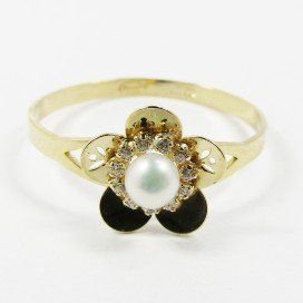 SORTIJA ORO AMARILLO PIEDRAS PERLAS