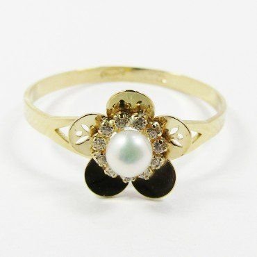 SORTIJA ORO AMARILLO PIEDRAS PERLAS