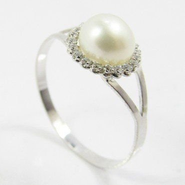 SORTIJA ORO BLANCO PIEDRAS PERLAS