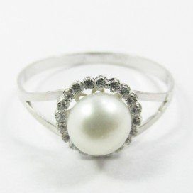 SORTIJA ORO BLANCO PIEDRAS PERLAS