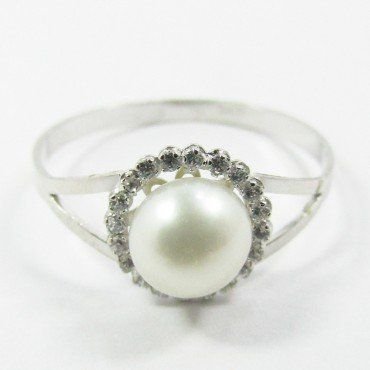 SORTIJA ORO BLANCO PIEDRAS PERLAS