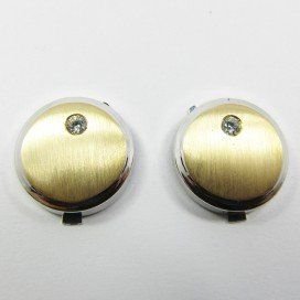 CUBREBOTONES ORO BICOLOR PIEDRA