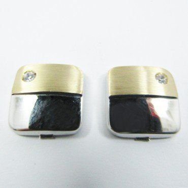 CUBREBOTONES ORO BICOLOR PIEDRA