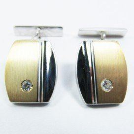 GEMELOS ORO BICOLOR PIEDRA