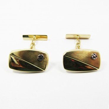 GEMELOS ORO BICOLOR PIEDRA