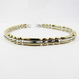 PULSERAS CABALLERO ORO BICOLOR ITALIANO