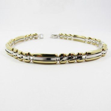 PULSERAS CABALLERO ORO BICOLOR ITALIANO