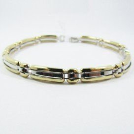 PULSERAS CABALLERO ORO BICOLOR ITALIANO