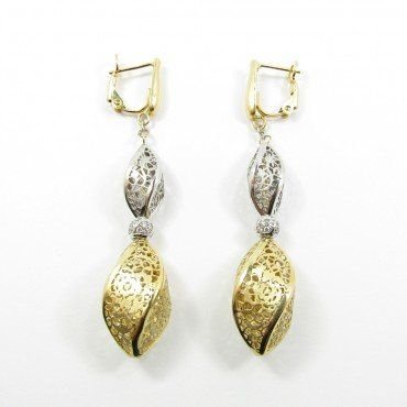PENDIENTES ORO BICOLOR ITALIANO PIEDRA