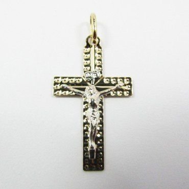 CRUZ ORO AMARILLO CON CRISTO