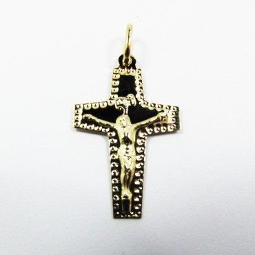 CRUZ ORO AMARILLO CON CRISTO