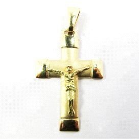 CRUZ ORO AMARILLO CON CRISTO