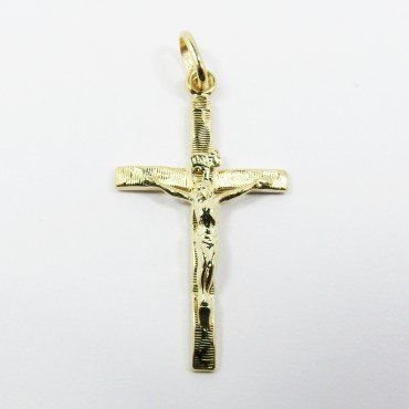 CRUZ ORO AMARILLO CON CRISTO