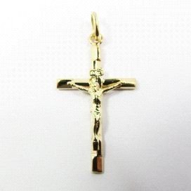 CRUZ ORO AMARILLO CON CRISTO