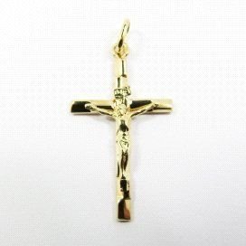 CRUZ ORO AMARILLO CON CRISTO