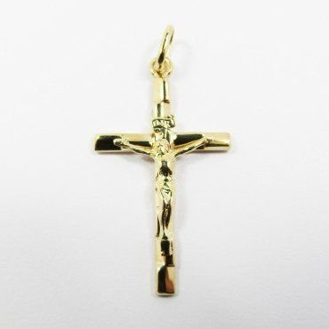 CRUZ ORO AMARILLO CON CRISTO