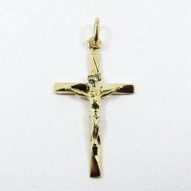 CRUZ ORO AMARILLO CON CRISTO