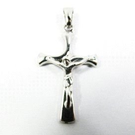 CRUZ ORO BLANCO CON CRISTO