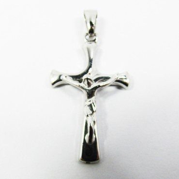 CRUZ ORO BLANCO CON CRISTO