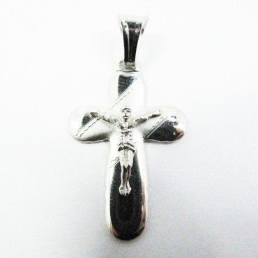 CRUZ ORO BLANCO CON CRISTO