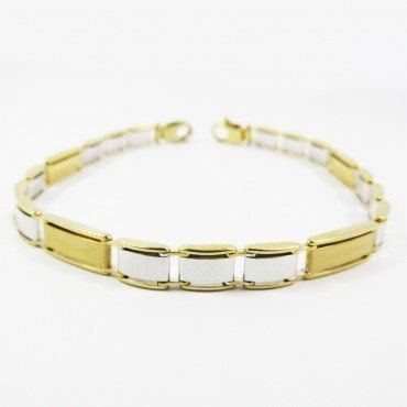 PULSERAS CABALLERO ORO BICOLOR ITALIANO
