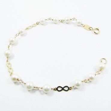 PULSERAS NIÑA ORO AMARILLO PERLA COMUNIO