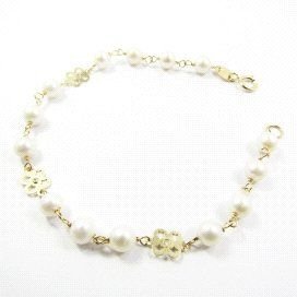 PULSERAS NIÑA ORO AMARILLO PERLA COMUNIO