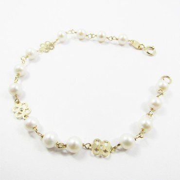 PULSERAS NIÑA ORO AMARILLO PERLA COMUNIO
