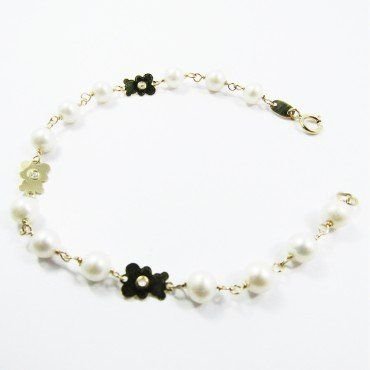 PULSERAS NIÑA ORO AMARILLO PERLA COMUNIO