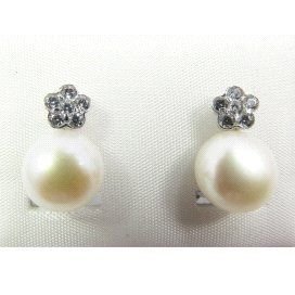 PENDIENTES ORO BLANCO PERLA