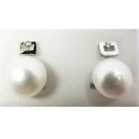 PENDIENTES ORO BLANCO PERLA
