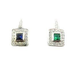PENDIENTES ORO BLANCO PIEDRA