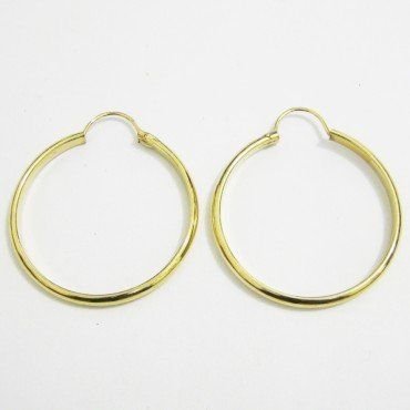 PENDIENTES ARO ORO AMARILLO MEDIA CAÑA