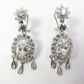 PENDIENTES ORO BLANCO PIEDRA